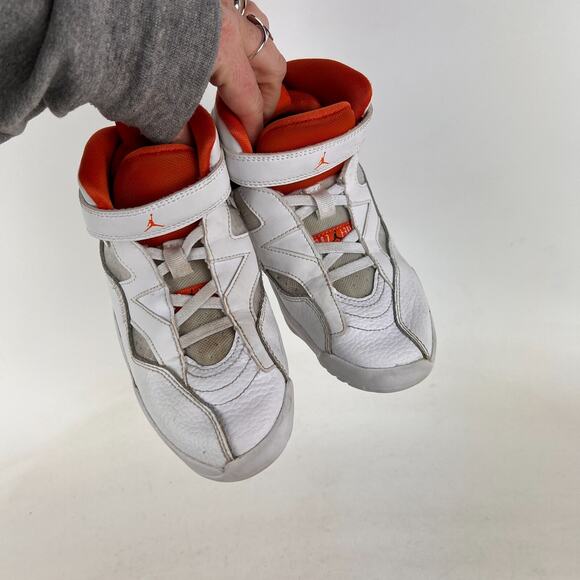 Nike Jumpman Two Trey youth kids boys size 13 c orange white leather sneakers - Picture 10 of 10